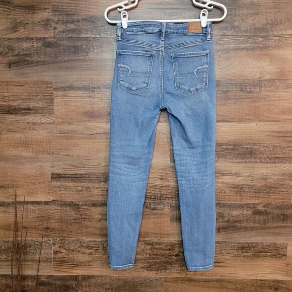 American Eagle Jeans 4 S Jegging Next Level Stretch Super Hi Rise Medium Light - Picture 2 of 11
